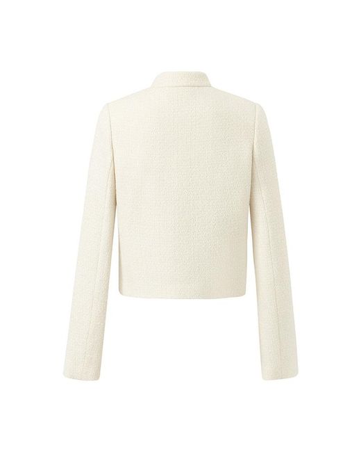 GOELIA Natural Wool Blend Stand Collar Single-Breasted Jacket For Work And Daily