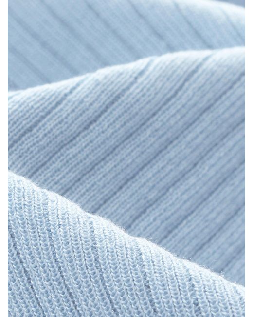 GOELIA Blue Lyocell Blend Drawstring Patchwork Knit Top