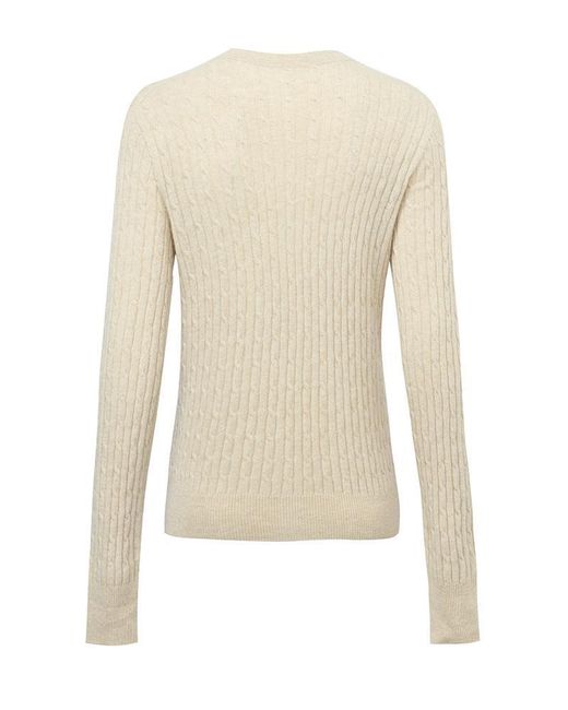GOELIA Natural Pure Cashmere Seamless Cable Knit Sweater