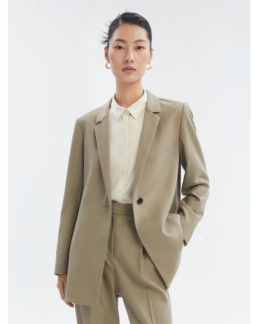 GOELIA Natural Worsted Wool One Button Blazer