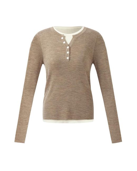 GOELIA Natural Wool Knit Patchwork Top