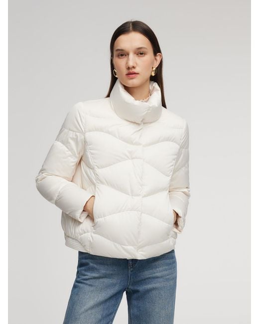 GOELIA White Windproof Magnetic Snap Goose Down Jacket