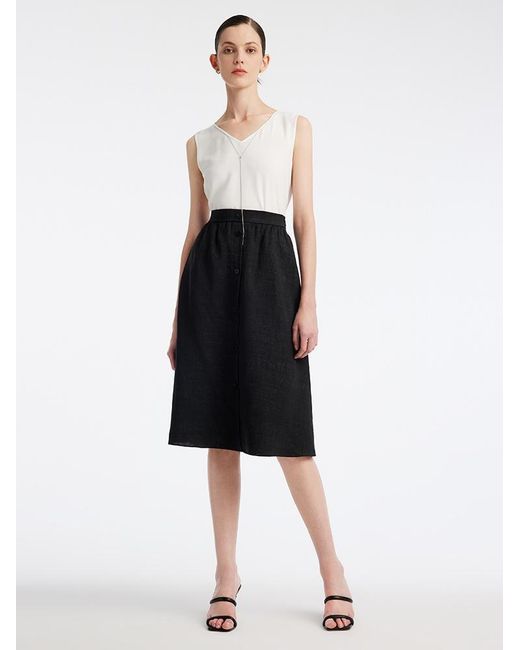 GOELIA Black Xiang Yun Silk Knee-Length Skirt