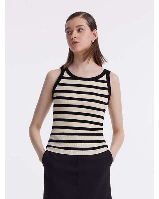 GOELIA Metallic Striped Knitted Tank Top