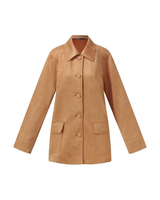 GOELIA Brown Faux Suede Button Up Jacket