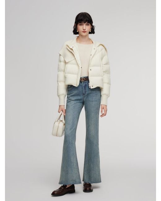 GOELIA Natural Cocoon Knitted Convertible Collar Goose Down Jacket