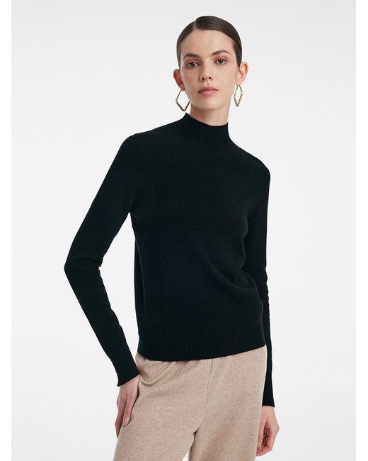 GOELIA Black Cashmere Mock Neck Sweater