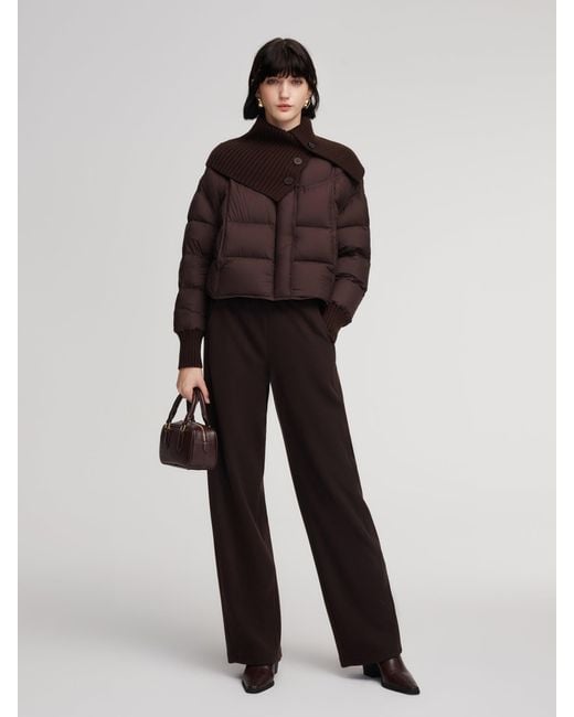 GOELIA Natural Cocoon Knitted Convertible Collar Goose Down Jacket