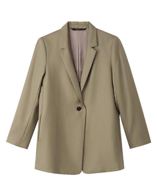 GOELIA Natural Worsted Wool One Button Blazer
