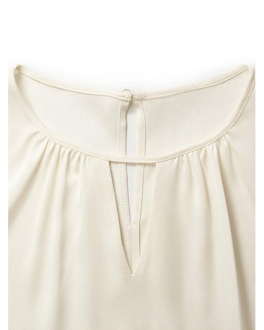 GOELIA White 22 Momme Mulberry Silk Cut-Out Blouse