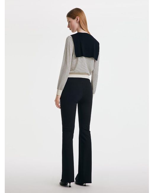 GOELIA Gray Striped Woolen Sweater With Shawl