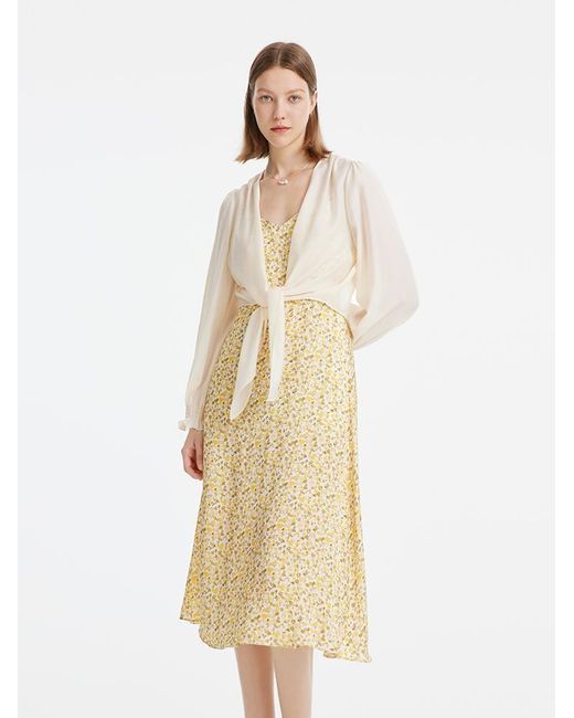 GOELIA Natural Shirt And Floral Slip Dress Two-Piece Set