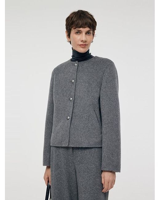 GOELIA Blue Alpaca Wool Double-Faced Jacket