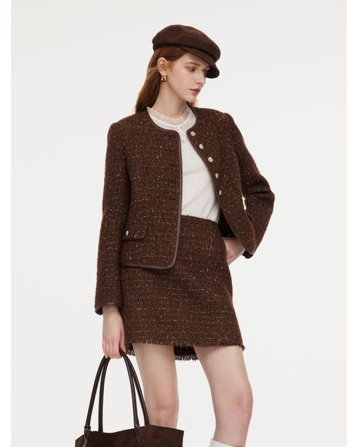GOELIA Brown [Preview] Wool Blend Tweed Sequins Jacket