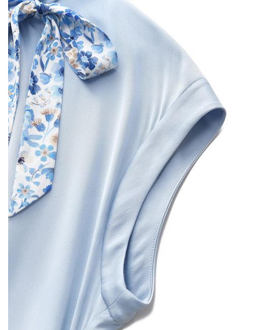 GOELIA Blue 22Mm Mulberry Silk Midi Dress With Two Silk Scarves