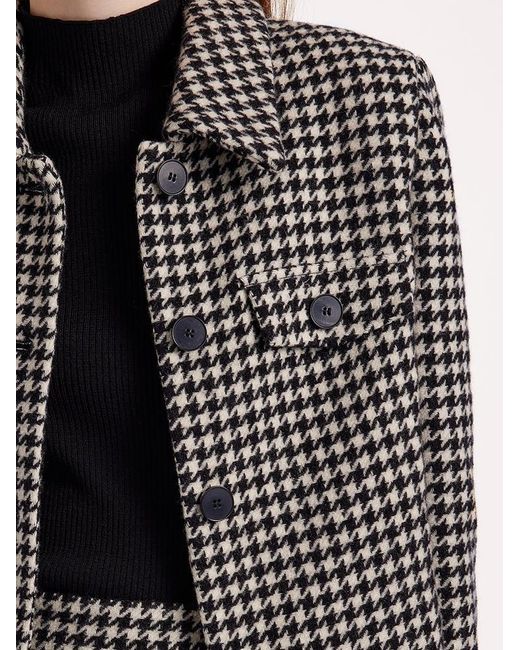 GOELIA Gray Washable Wool Houndstooth Jacket And Sweater And Skirt Suit