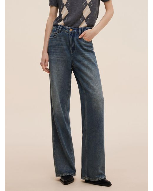 GOELIA Blue 100% Cotton Denim Straight Leg Jeans