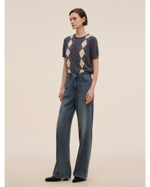 GOELIA Blue 100% Cotton Denim Straight Leg Jeans