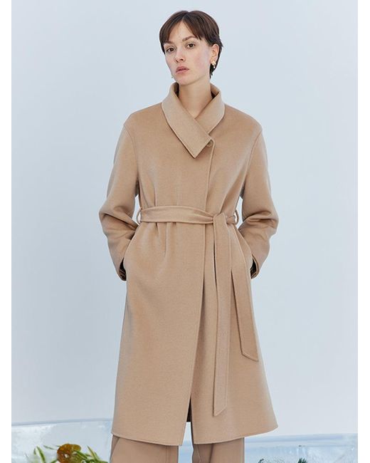 GOELIA Brown Double-Faced Wool And Silk-Blend Lapel Coat