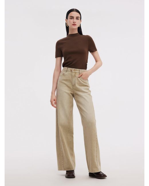 GOELIA Natural 100% Cotton Denim Adjustable Waist Jeans