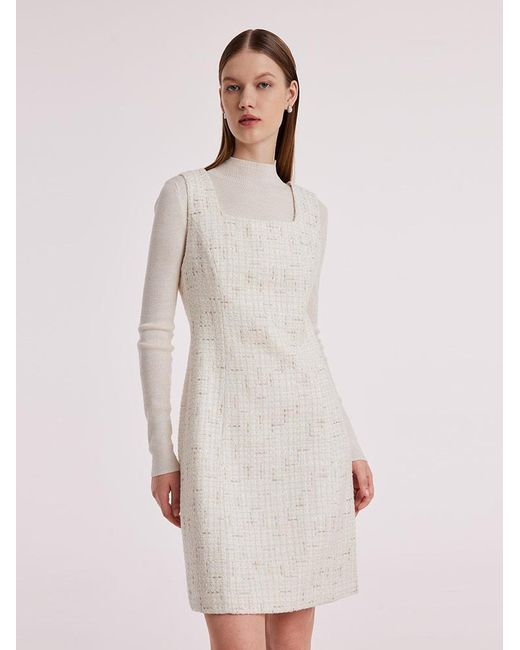 GOELIA Natural A-Line Sleeveless Tweed Dress