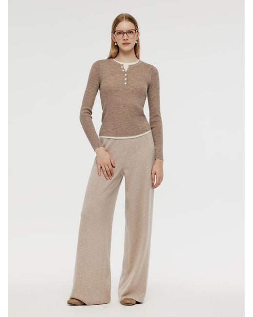 GOELIA Natural Wool Knit Patchwork Top