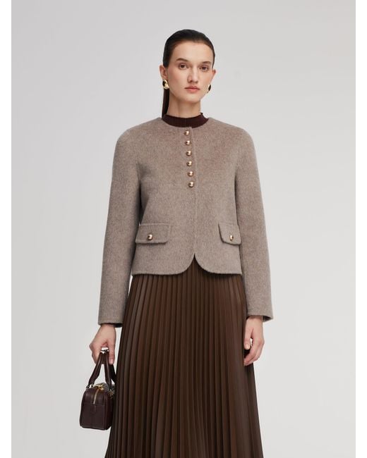 GOELIA Natural Alpaca Wool Blend Round Neck Jacket