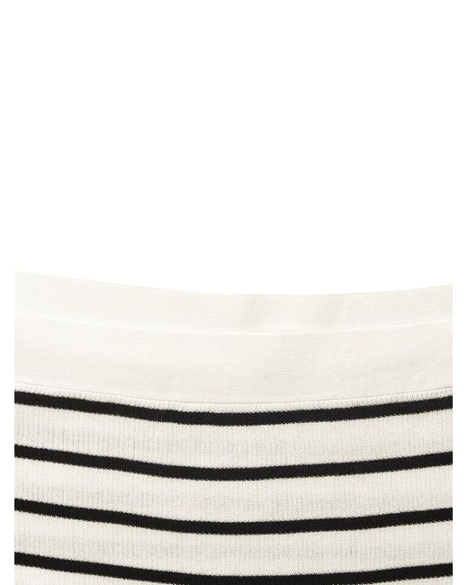 GOELIA White Acetate Striped Square Neck Knit Vest