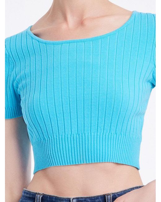 GOELIA Pink Basic Fitted Crop Knit Top