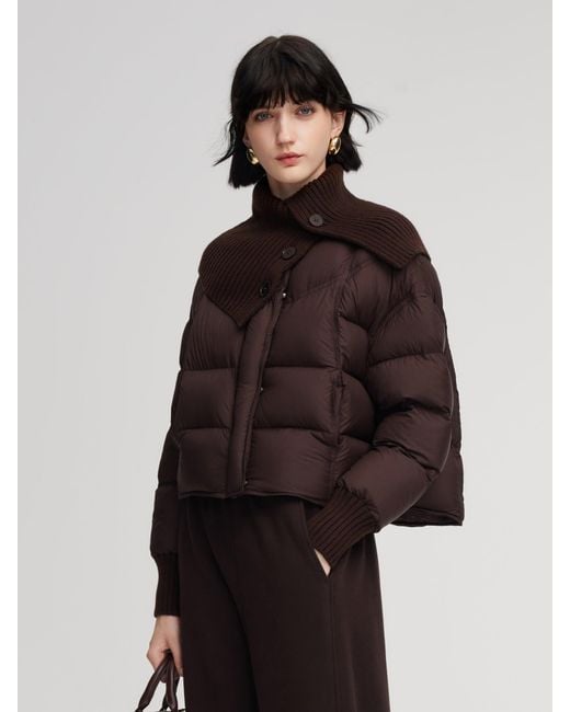 GOELIA Natural Cocoon Knitted Convertible Collar Goose Down Jacket
