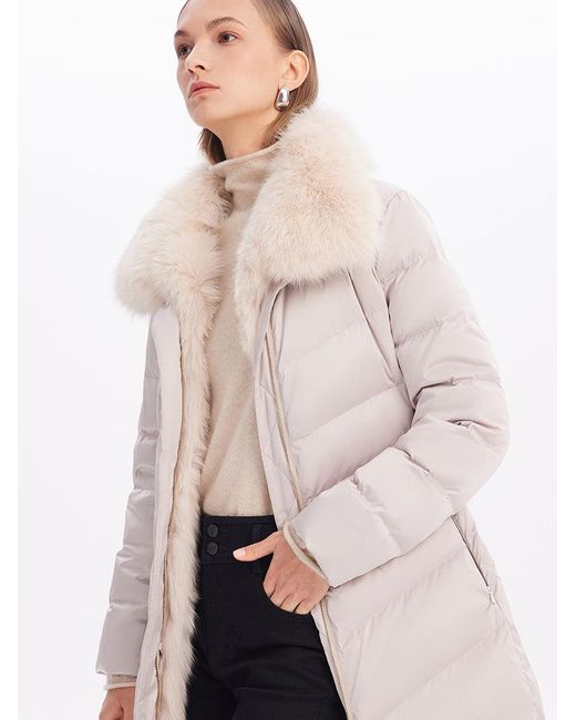 GOELIA Natural Fox Fur Collar Goose Down Garment