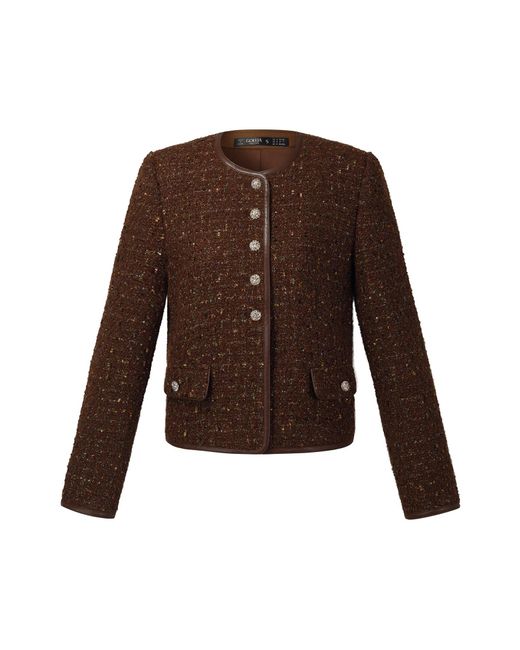 GOELIA Brown [Preview] Wool Blend Tweed Sequins Jacket