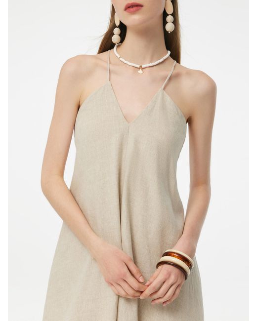 GOELIA 100% Linen Backless Strap Maxi Dress in Natural | Lyst