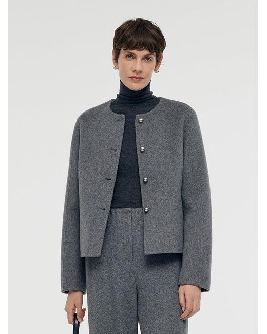 GOELIA Blue Alpaca Wool Double-Faced Jacket