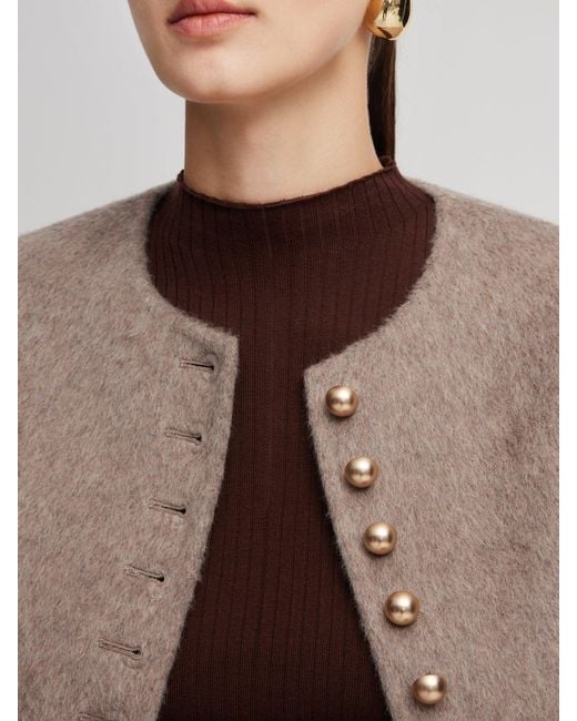 GOELIA Natural Alpaca Wool Blend Round Neck Jacket