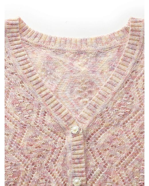 GOELIA Multicolor Openwork Sequins V-Neck Cardigan
