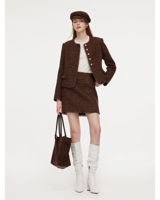 GOELIA Brown [Preview] Wool Blend Tweed Sequins Jacket