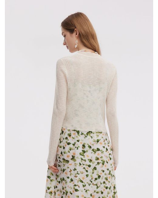 GOELIA Natural Wavy Trim Tie Front Cardigan
