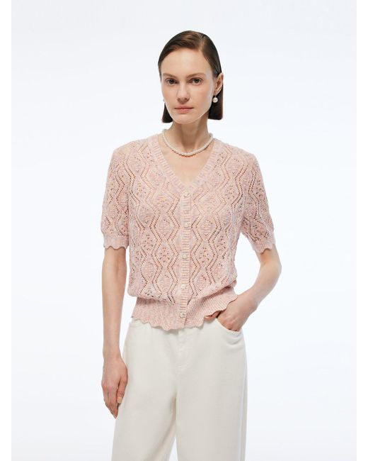 GOELIA Multicolor Openwork Sequins V-Neck Cardigan
