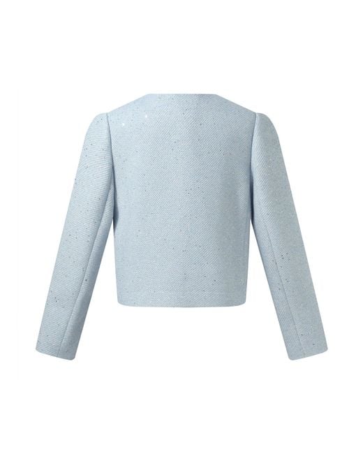 GOELIA Blue Acetate Blend Sequins Crop Jacket