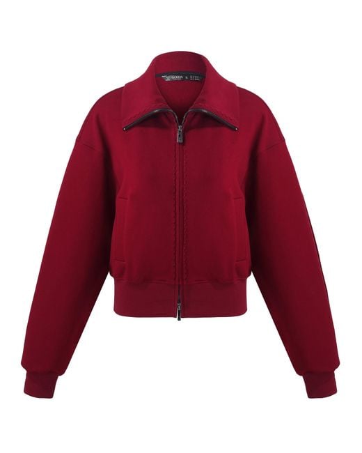 GOELIA Red Scuba High-Collar Zip-Up Crop Jacket