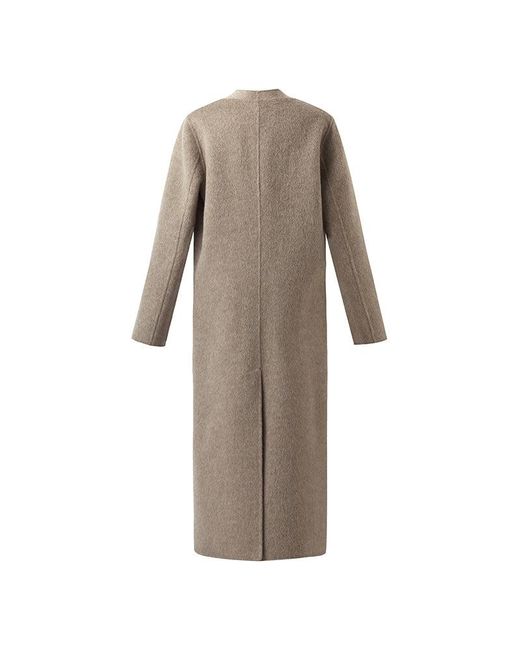 GOELIA Natural Wool Alpaca Overcoat With Scarf