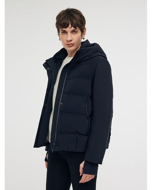 GOELIA Blue Drawstring Hooded Goose Down Jacket
