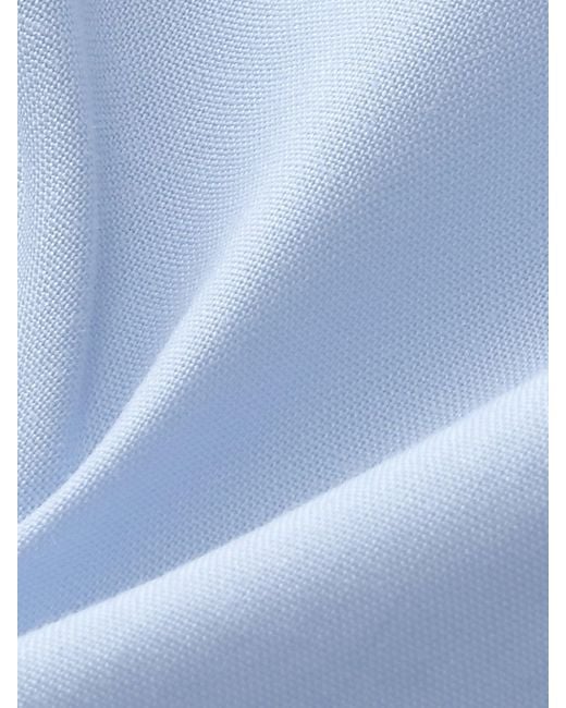 GOELIA Blue 100% Cotton Puff Sleeve Mini Dress With Ribbon