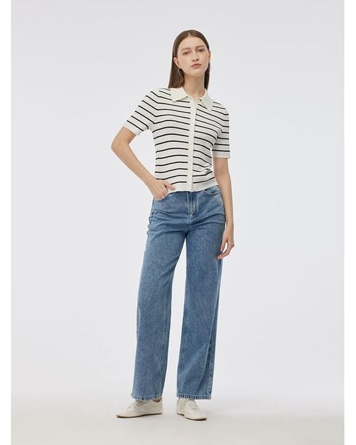 GOELIA Gray Tencel Stripe Short Sleeve Cardigan
