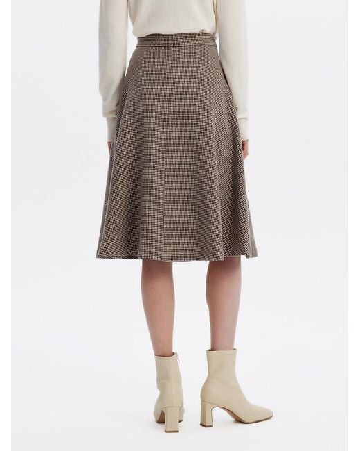 GOELIA Natural Houndstooth Washable Woolen A-Line Skirt
