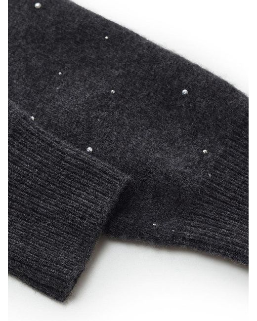 GOELIA Blue Sequined Wool Pullover Sweater