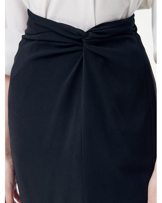 GOELIA Blue Acetate Twist Front Side Split Skirt