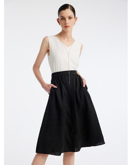 GOELIA Black Xiang Yun Silk Knee-Length Skirt