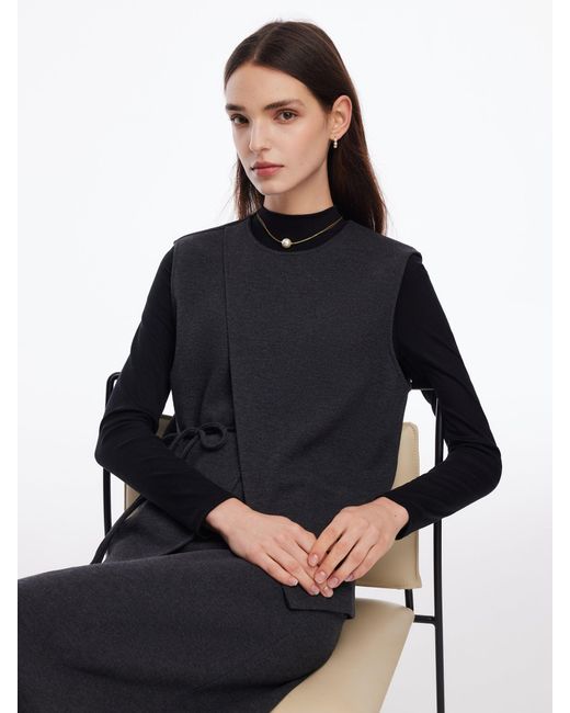 GOELIA Blue Knit Tank And Skirt And Long Sleeve Top Three-Piece Set